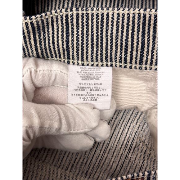 You Must Create Pants Large Mens YMC Cotton Linen Railroad Striped Cropped - Picture 7 of 7